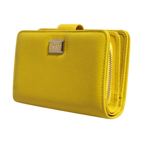 Dolce & Gabbana Yellow Leather Bifold Continental Clutch Wallet