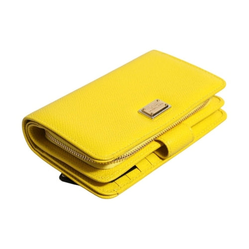 Dolce & Gabbana Yellow Leather Bifold Continental Clutch Wallet