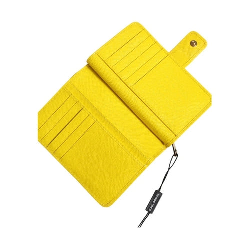 Dolce & Gabbana Yellow Leather Bifold Continental Clutch Wallet