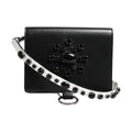 Dolce & Gabbana Black Leather Crystal Embellished Card Holder Wallet