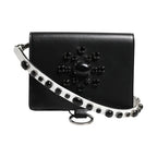 Dolce & Gabbana Black Leather Crystal Embellished Card Holder Wallet