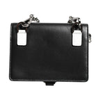 Dolce & Gabbana Black Leather Crystal Embellished Card Holder Wallet