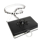 Dolce & Gabbana Black Leather Crystal Embellished Card Holder Wallet