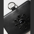 Dolce & Gabbana Black Leather Crystal Embellished Card Holder Wallet