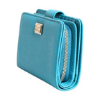 Dolce & Gabbana Light Blue Leather Bifold Continental Clutch Wallet