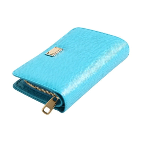 Dolce & Gabbana Light Blue Leather Bifold Continental Clutch Wallet