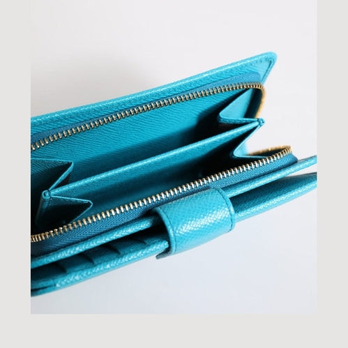 Dolce & Gabbana Light Blue Leather Bifold Continental Clutch Wallet