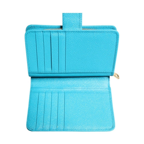 Dolce & Gabbana Light Blue Leather Bifold Continental Clutch Wallet