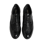 Dolce & Gabbana Black Leather Floral Lace Dress Formal  Shoes