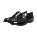 Black Leather Floral Lace Dress Formal  Shoes