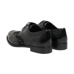 Dolce & Gabbana Black Leather Floral Lace Dress Formal  Shoes