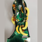 Green Mink Fur Satin Banana Leaf Sandals Shoes