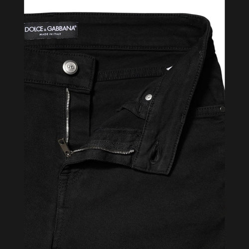 Dolce & Gabbana Black Cotton Skinny Mid Waist Denim Jeans