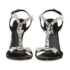 Dolce & Gabbana Black Keira Crystals Heels Sandals Shoes