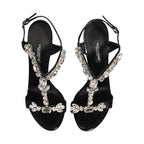 Dolce & Gabbana Black Keira Crystals Heels Sandals Shoes