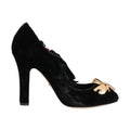 Dolce & Gabbana Black Roses Crystal Brooch Mary Jane Shoes