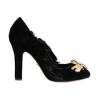 Dolce & Gabbana Black Roses Crystal Brooch Mary Jane Shoes