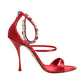 Red Satin Crystals Keira Sandals Heels Shoes