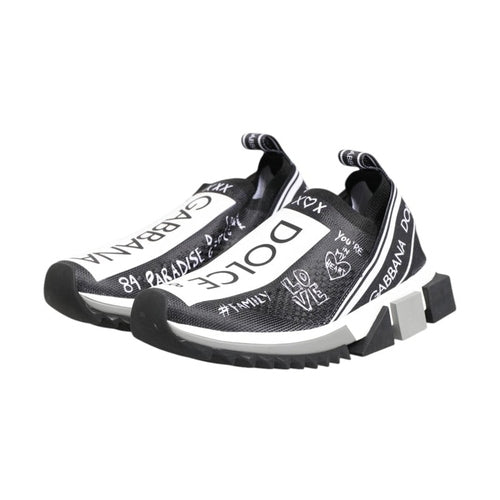 Dolce & Gabbana Black White Sorrento Low Top Sneakers Shoes
