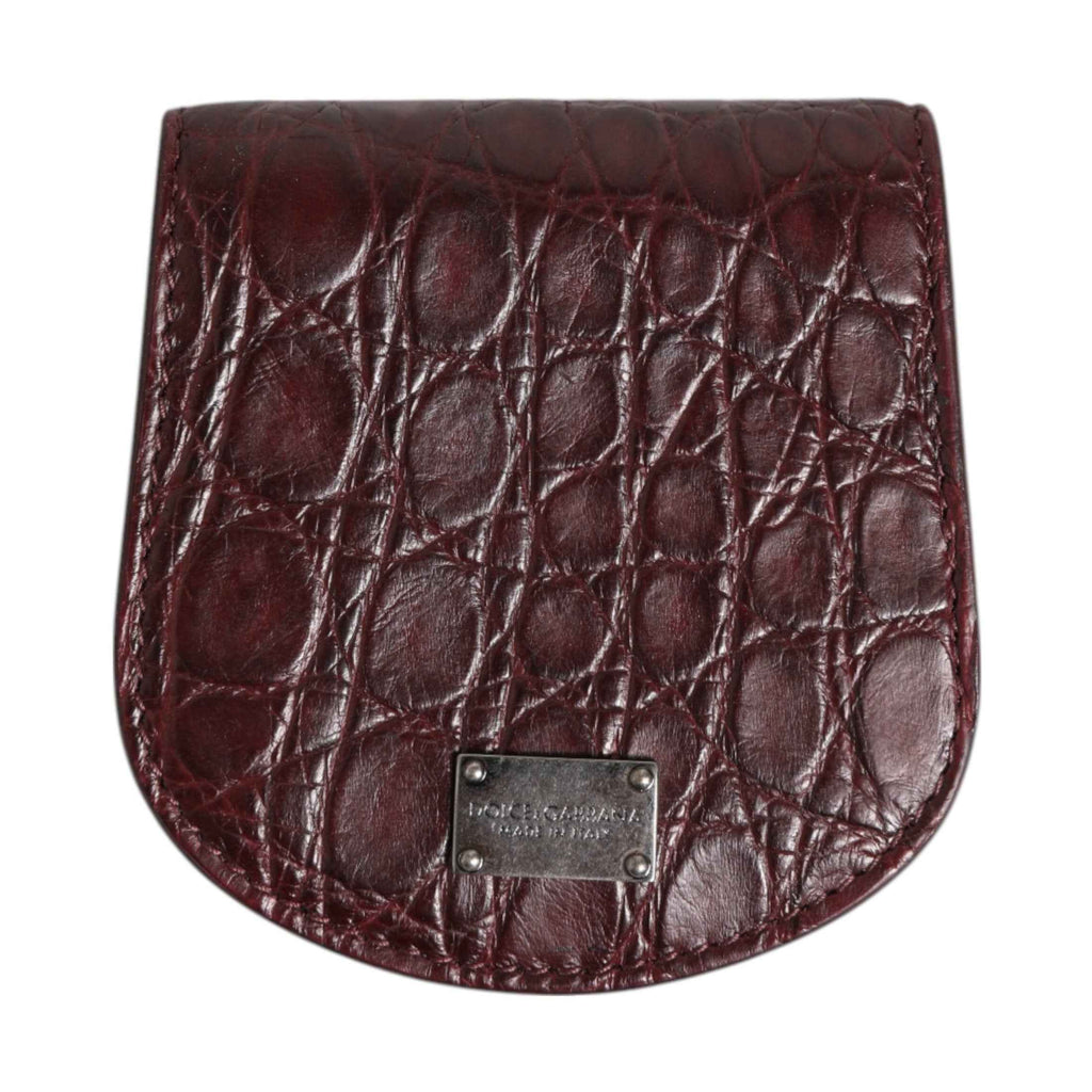 Burgundy Exotic Skin Coin Condom Case Holder Pocket Wallet