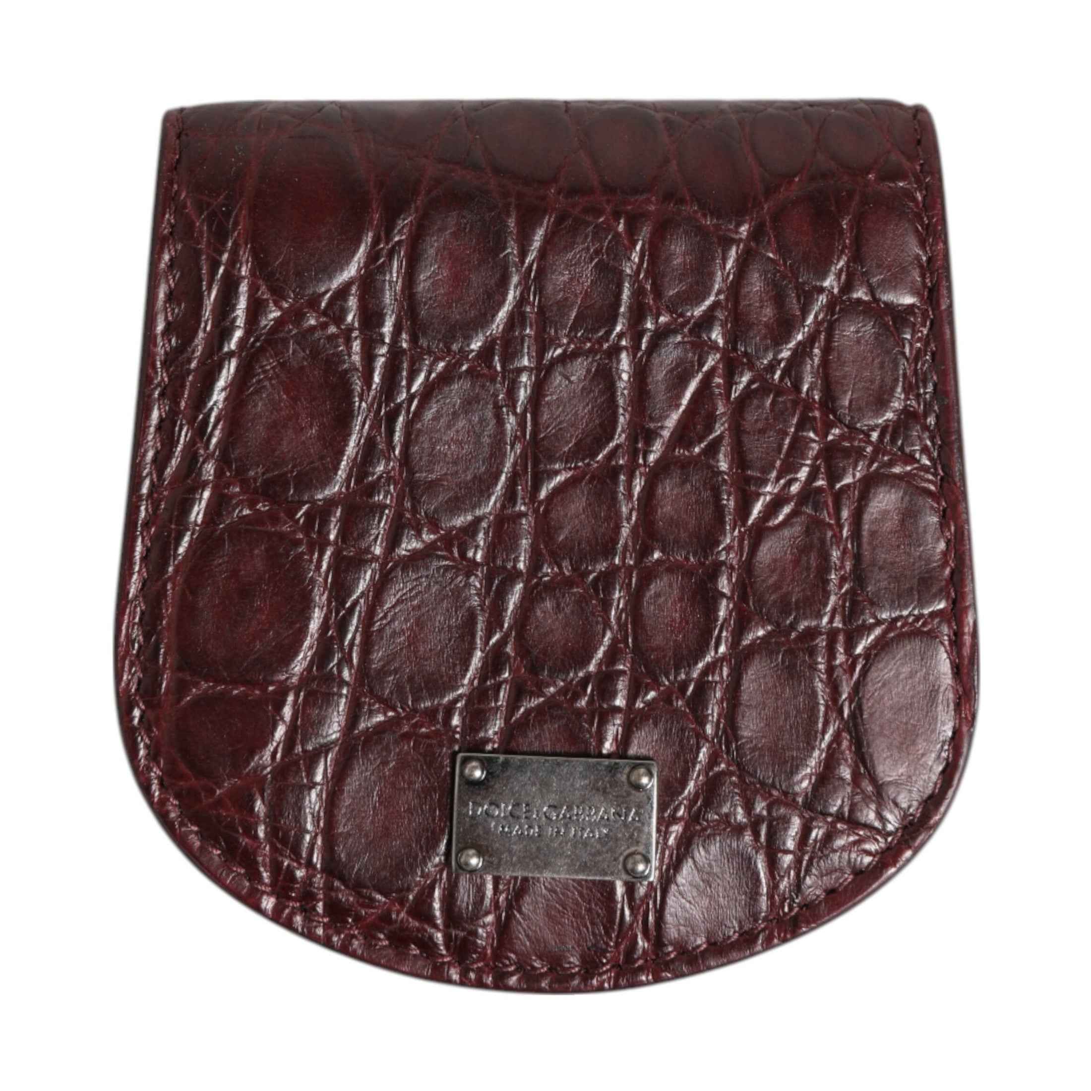 Burgundy Exotic Skin Coin Condom Case Holder Pocket Wallet
