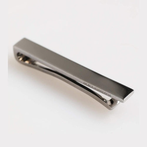 Dolce & Gabbana Silver Tone Brass Logo Branded Men Accessory Tie Clip Bar