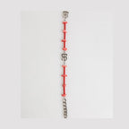 Dolce & Gabbana Silver Tone Brass Beaded Resin DG Logo Chain Men Bracelet