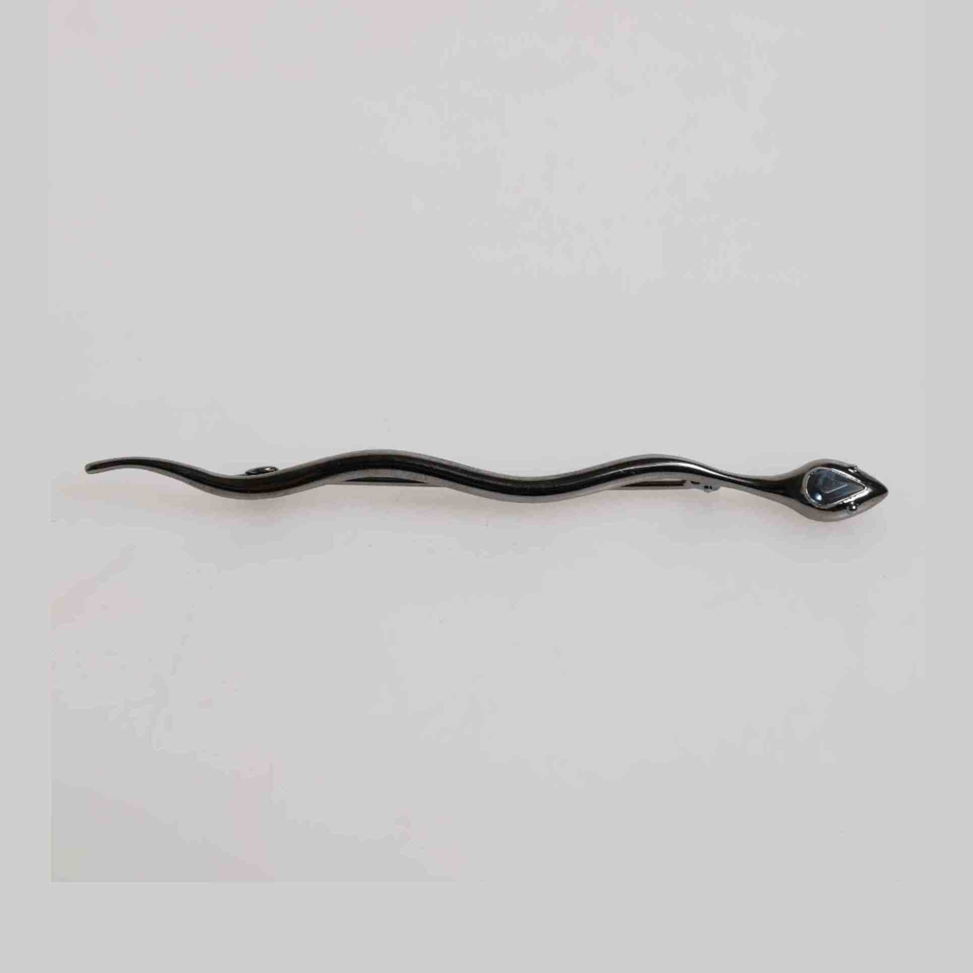 Dolce & Gabbana Black Brass Crystal Spilla Serpente Mens Brooch Pin