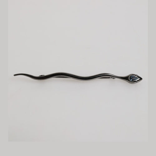 Black Brass Crystal Spilla Serpente Mens Brooch Pin