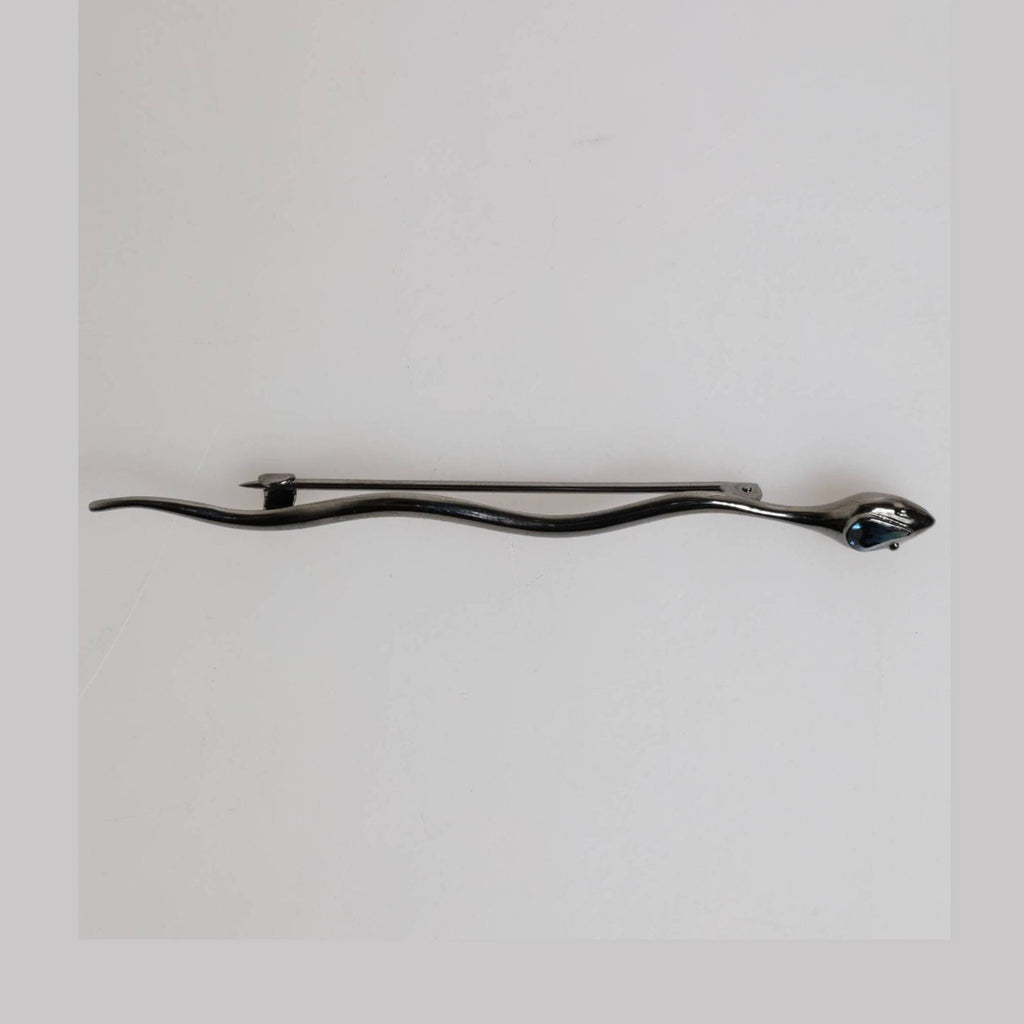 Dolce & Gabbana Black Brass Crystal Spilla Serpente Mens Brooch Pin