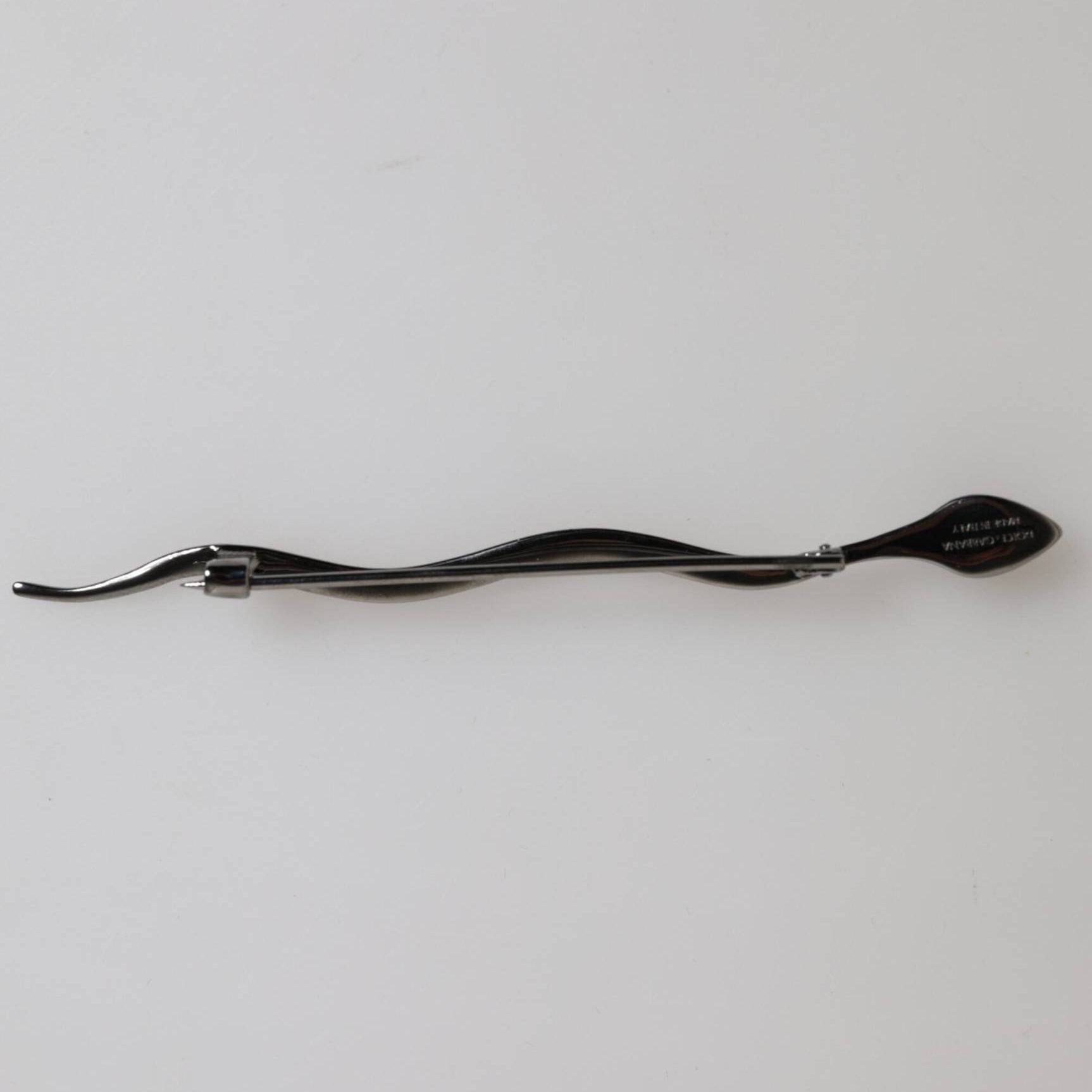 Dolce & Gabbana Black Brass Crystal Spilla Serpente Mens Brooch Pin