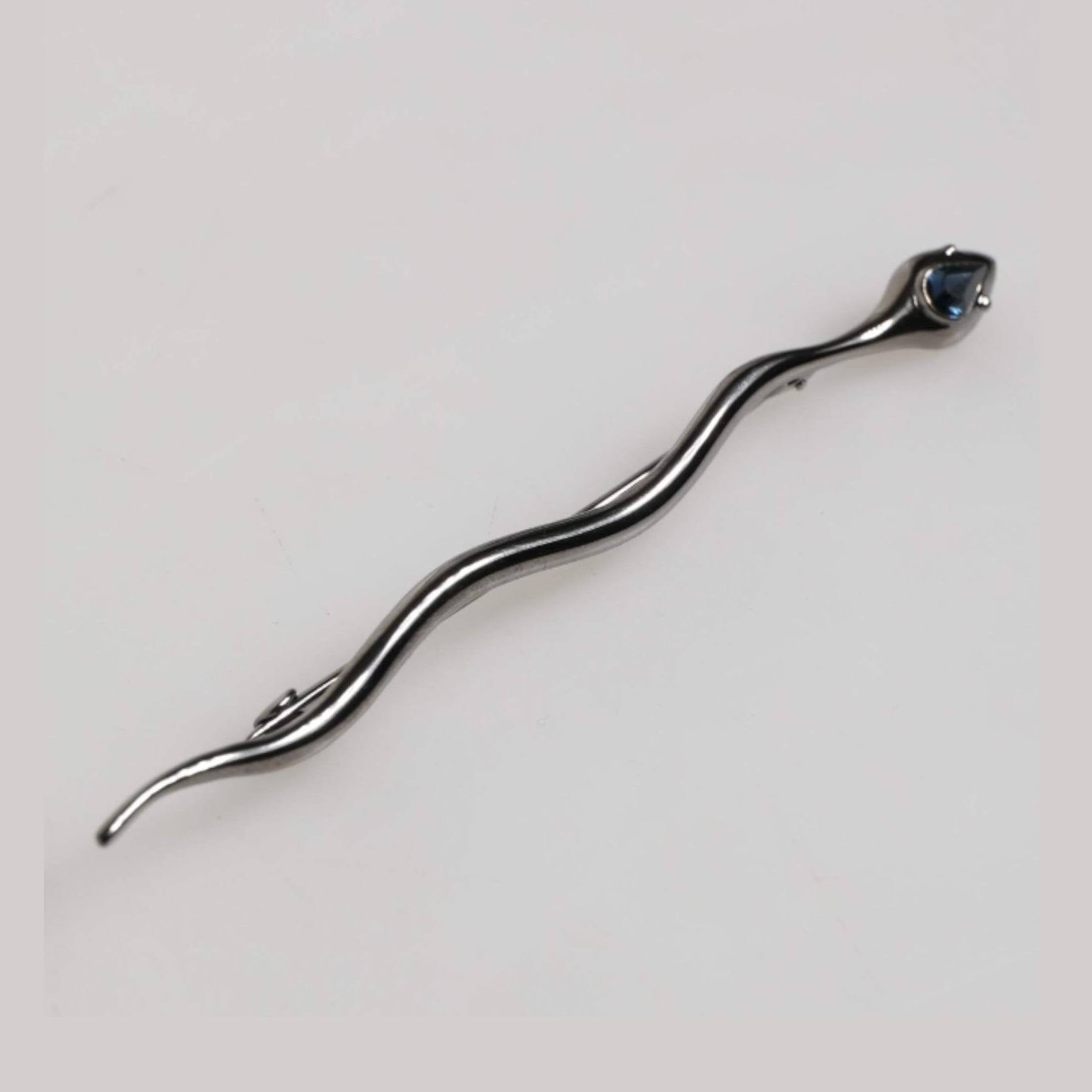 Dolce & Gabbana Black Brass Crystal Spilla Serpente Mens Brooch Pin