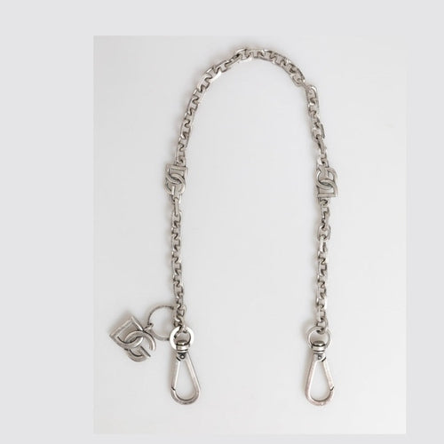 Dolce & Gabbana Silver Tone Brass DG Logo Detailing Chain Men Necklace