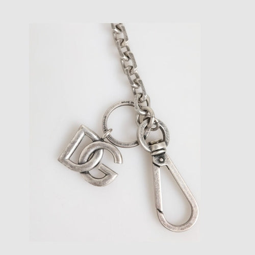 Dolce & Gabbana Silver Tone Brass DG Logo Detailing Chain Men Necklace
