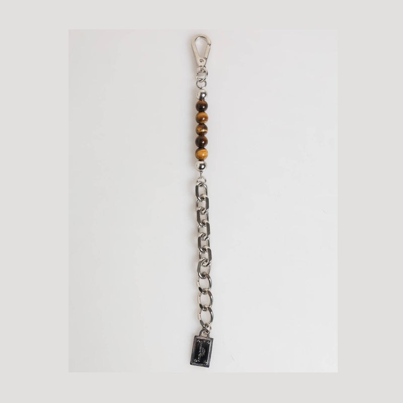 Dolce & Gabbana Silver Chain Brass Beaded Lobster Clasp Logo Men Bracelet