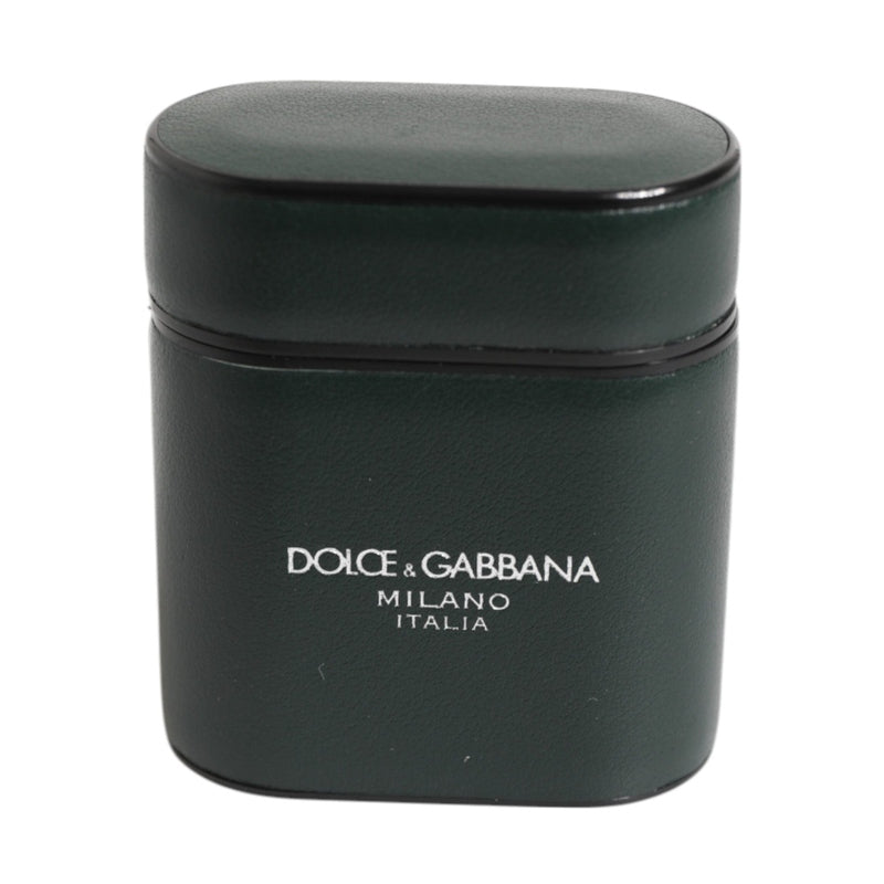 Dolce & Gabbana Black Leather Logo Print Flip Holder Men Airpods Case