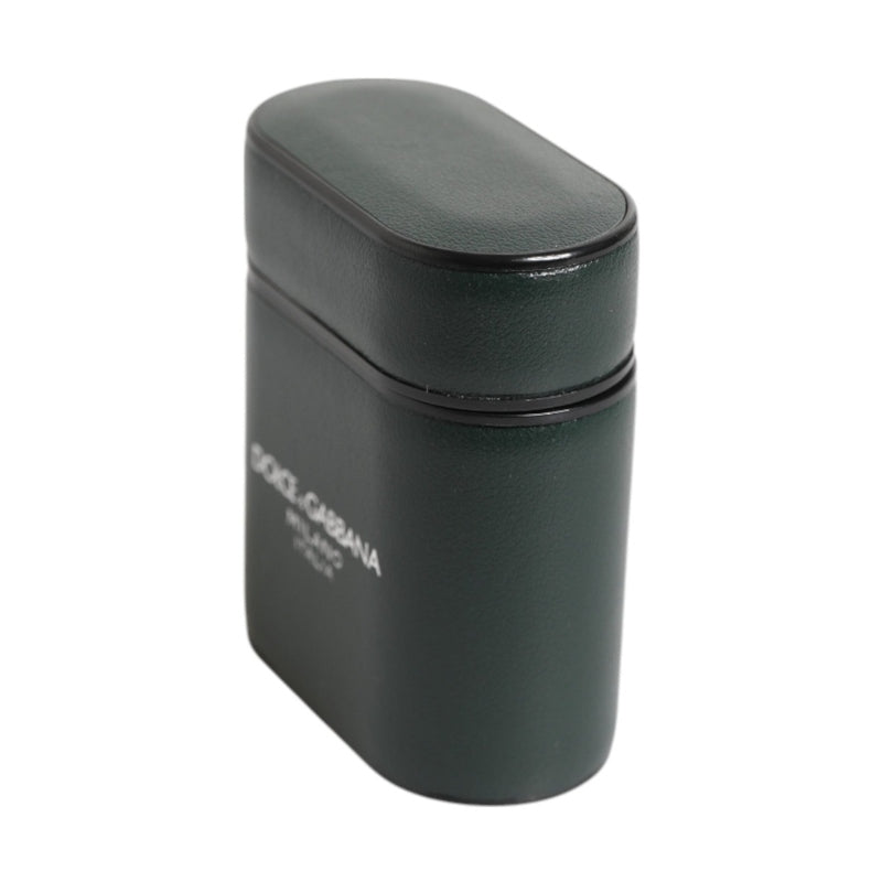 Dolce & Gabbana Black Leather Logo Print Flip Holder Men Airpods Case