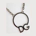 Silver Tone Brass Chain DG Logo Pendant Men Necklace