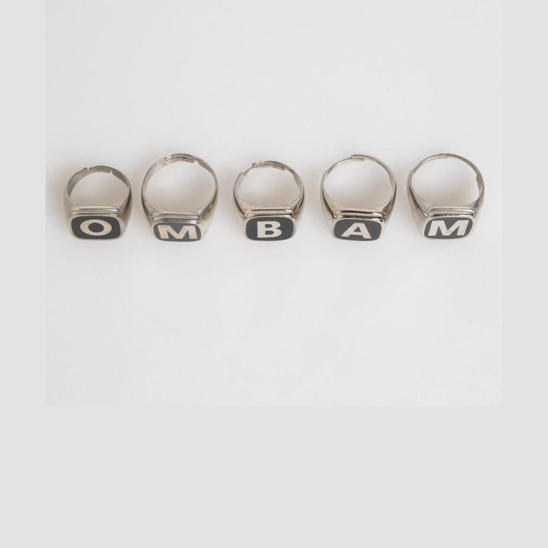 Dolce & Gabbana Silver Tone Brass Lettering Set 5 Pieces Adjustable Ring