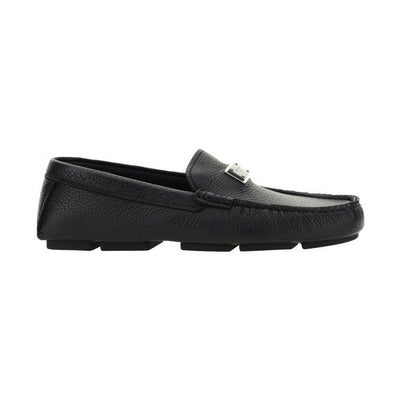 Dolce & Gabbana Black Calf Leather Bos Taurus Slip-On Loafers