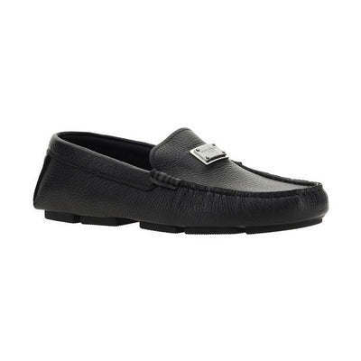 Dolce & Gabbana Black Calf Leather Bos Taurus Slip-On Loafers