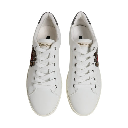 Dolce & Gabbana White Sacred Heart Men Low Top Sneakers Shoes