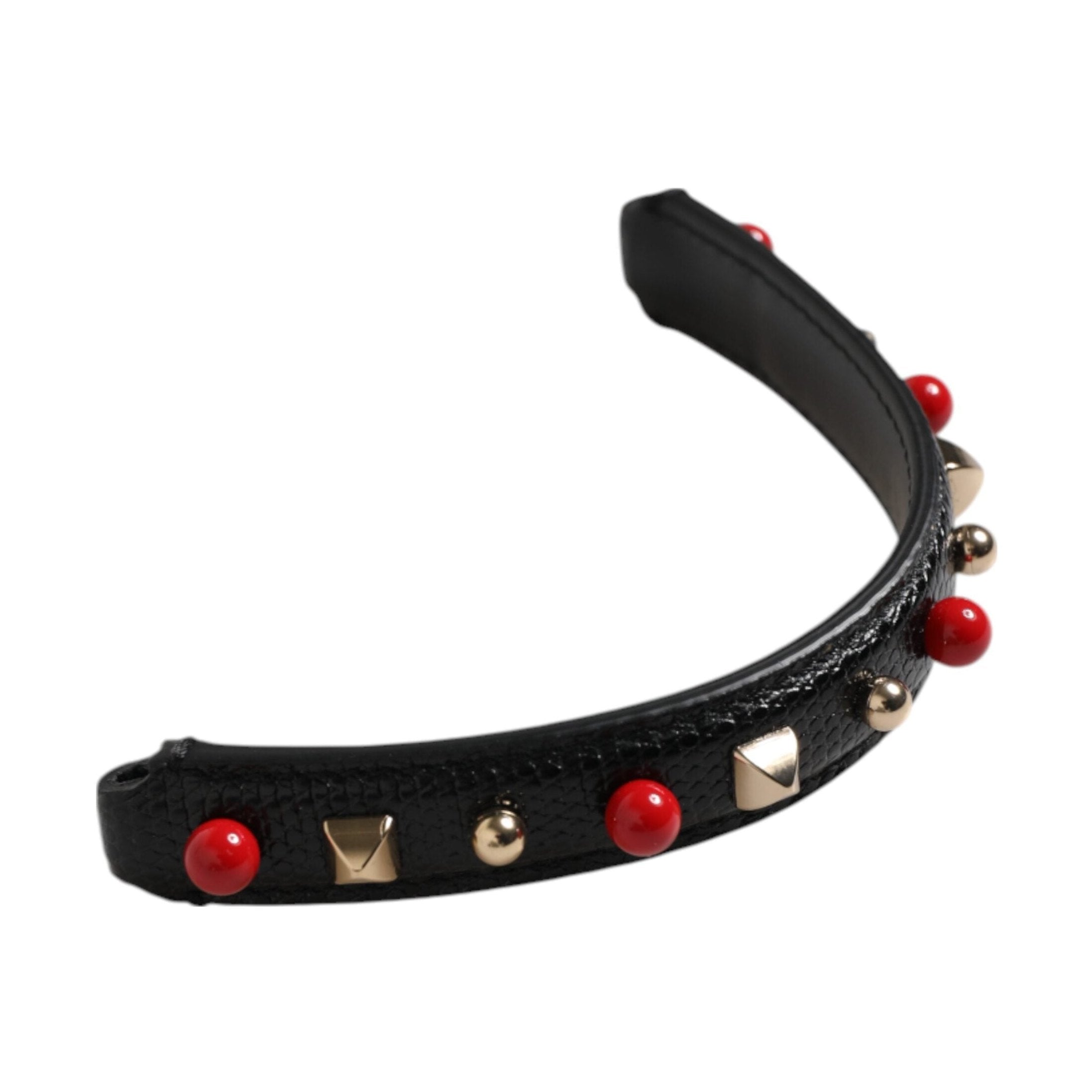 Dolce & Gabbana Black Embellished Leather Bag Handle Women Shoulder Strap