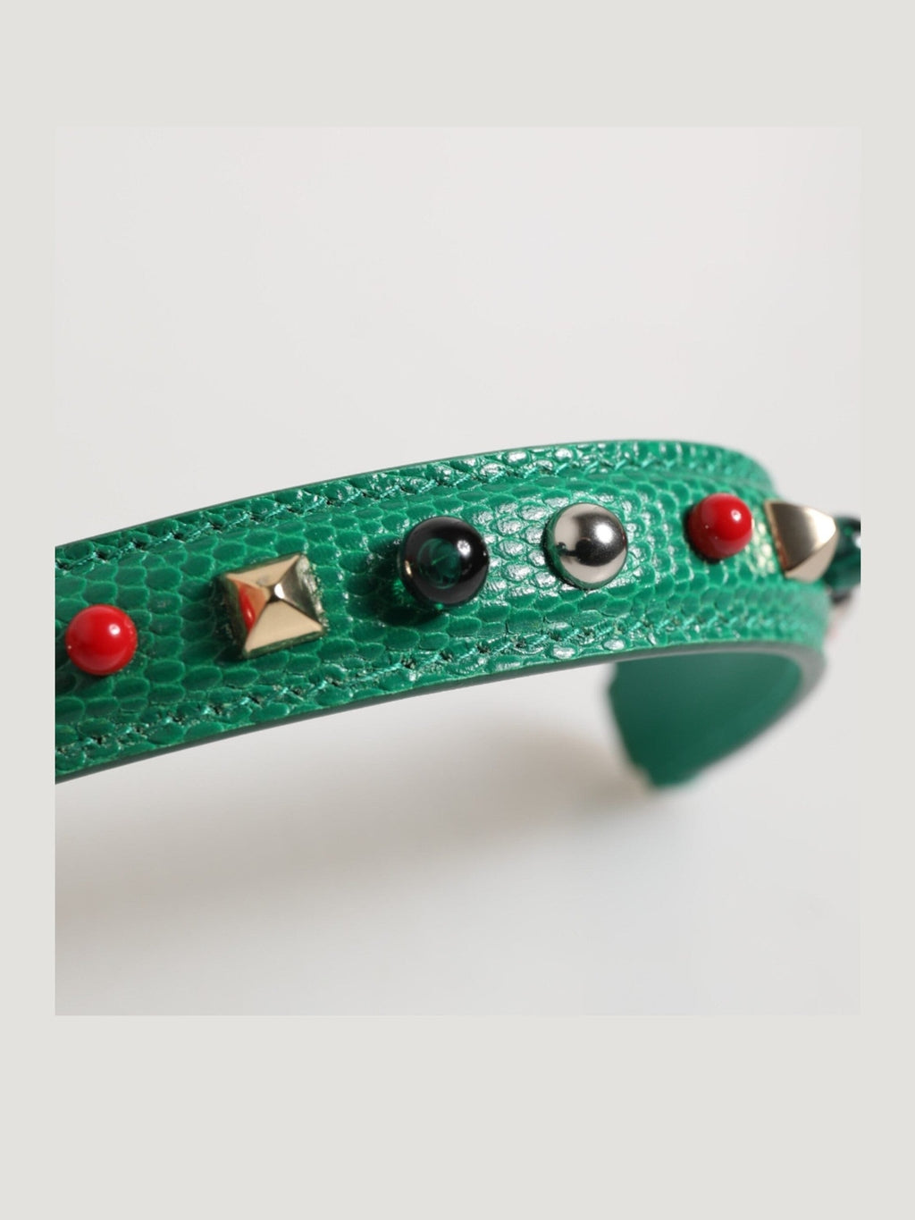 Dolce & Gabbana Green Embellished Leather Bag Handle Women Shoulder Strap