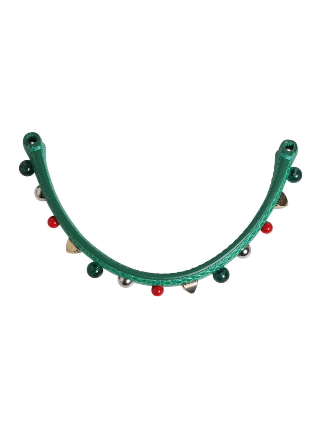 Dolce & Gabbana Green Embellished Leather Bag Handle Women Shoulder Strap