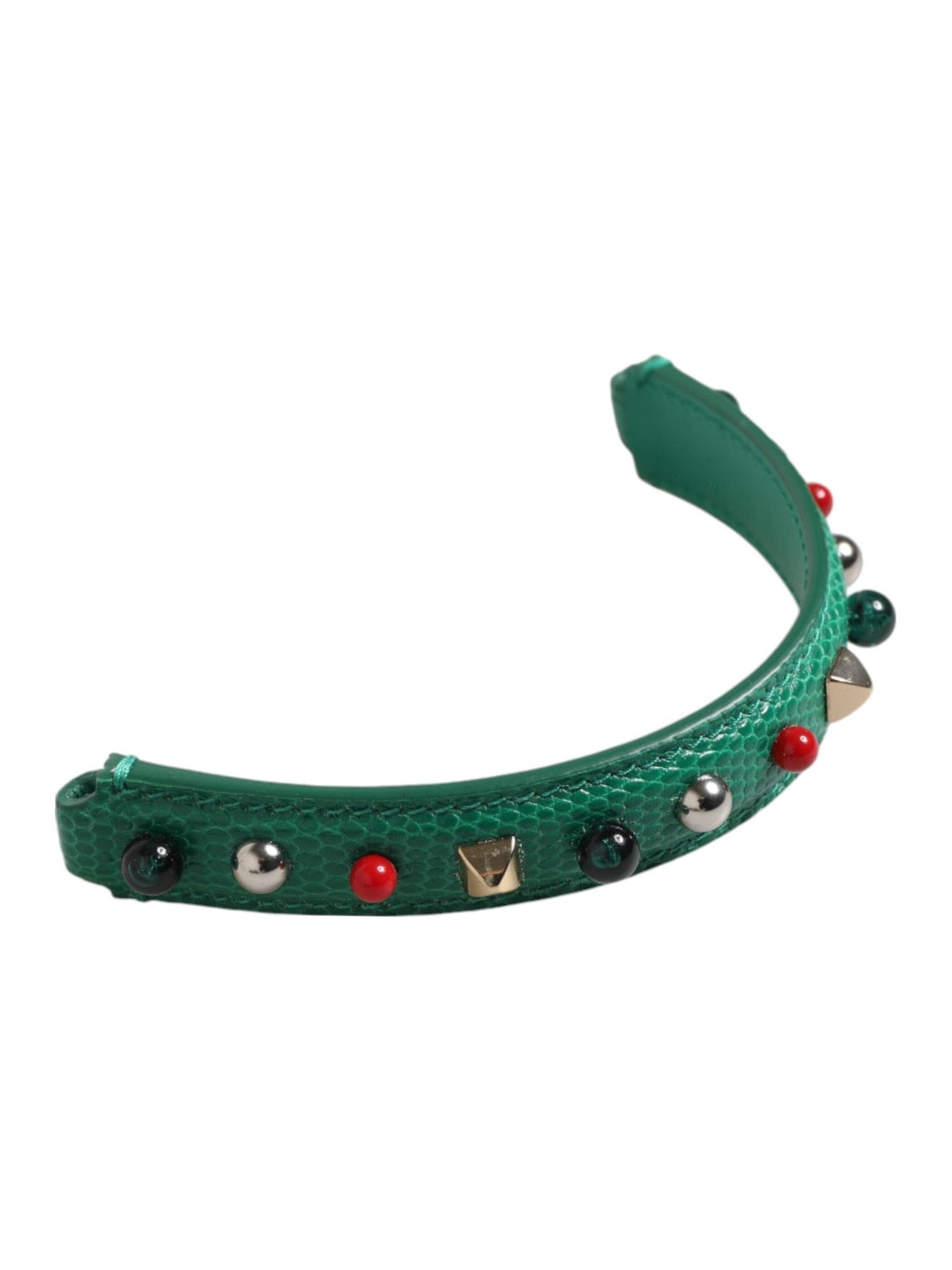 Dolce & Gabbana Green Embellished Leather Bag Handle Women Shoulder Strap