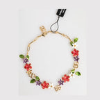 Dolce & Gabbana Gold Brass Logo Detail Floral Fashion Jewelry Necklace