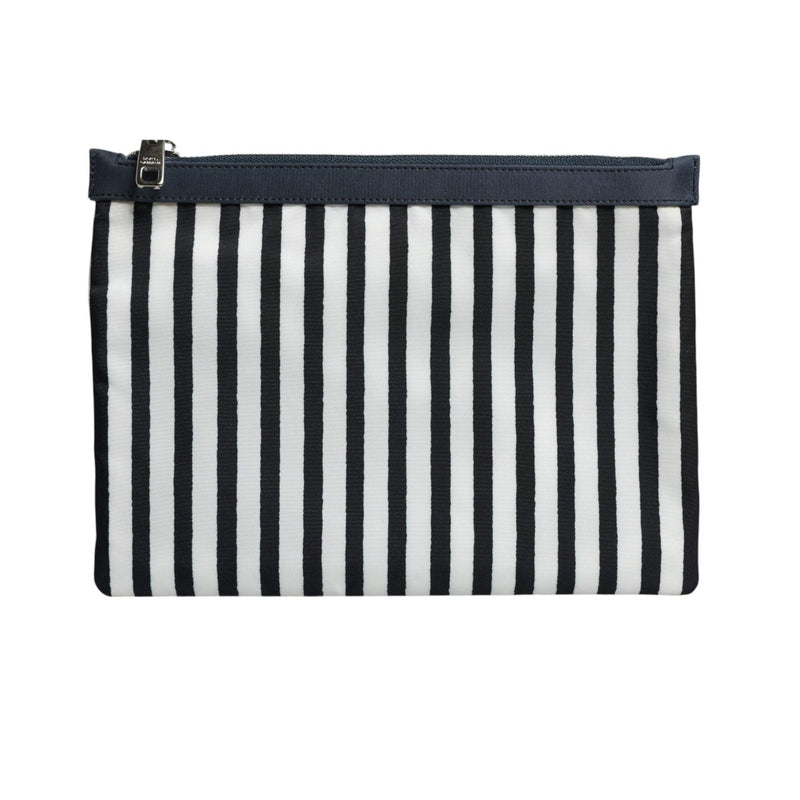 Dolce & Gabbana Black White Striped Logo Plaque Clutch Borse Pouch Bag