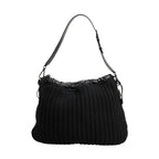 Dolce & Gabbana Black Cashmere Knitted Leather Shoulder Women Borse Bag
