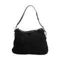 Dolce & Gabbana Black Cashmere Knitted Leather Shoulder Women Borse Bag